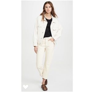 SOLD  Frayed Hem Straight Leg White Jeans